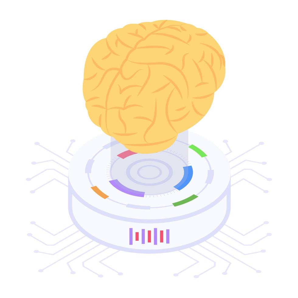 icône d'intelligence artificielle dans la conception isométrique vecteur