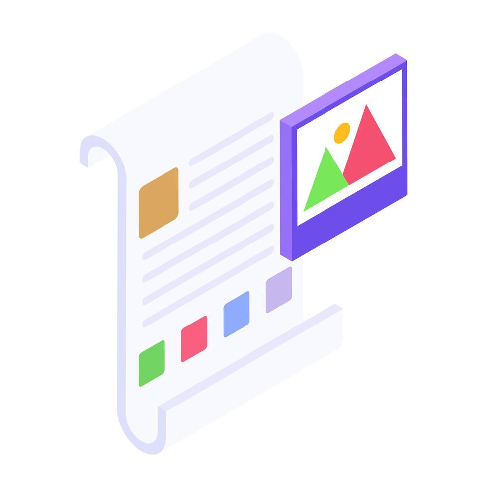 une conception d'icône de contenu, vecteur isométrique