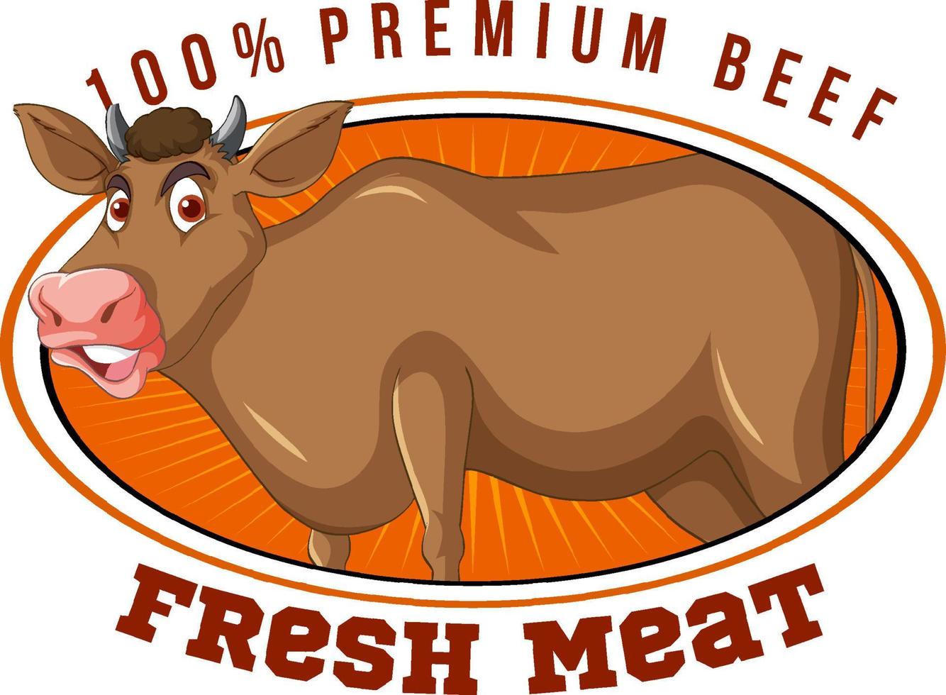 une vache avec une étiquette de viande fraîche vecteur
