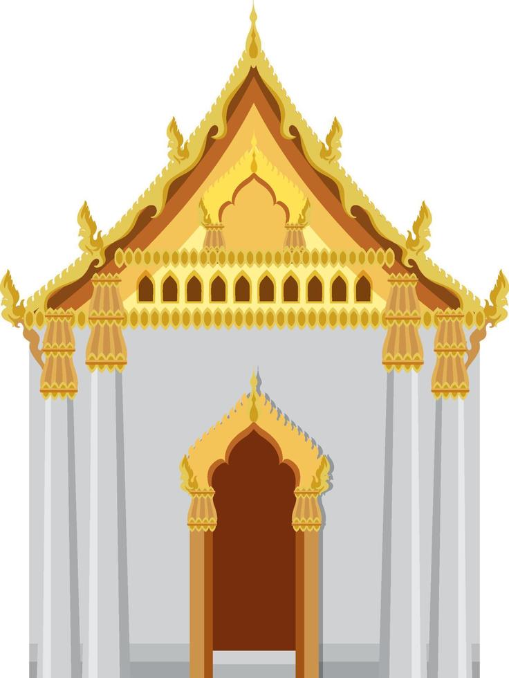 conception de temple thaïlandais sur fond blanc vecteur