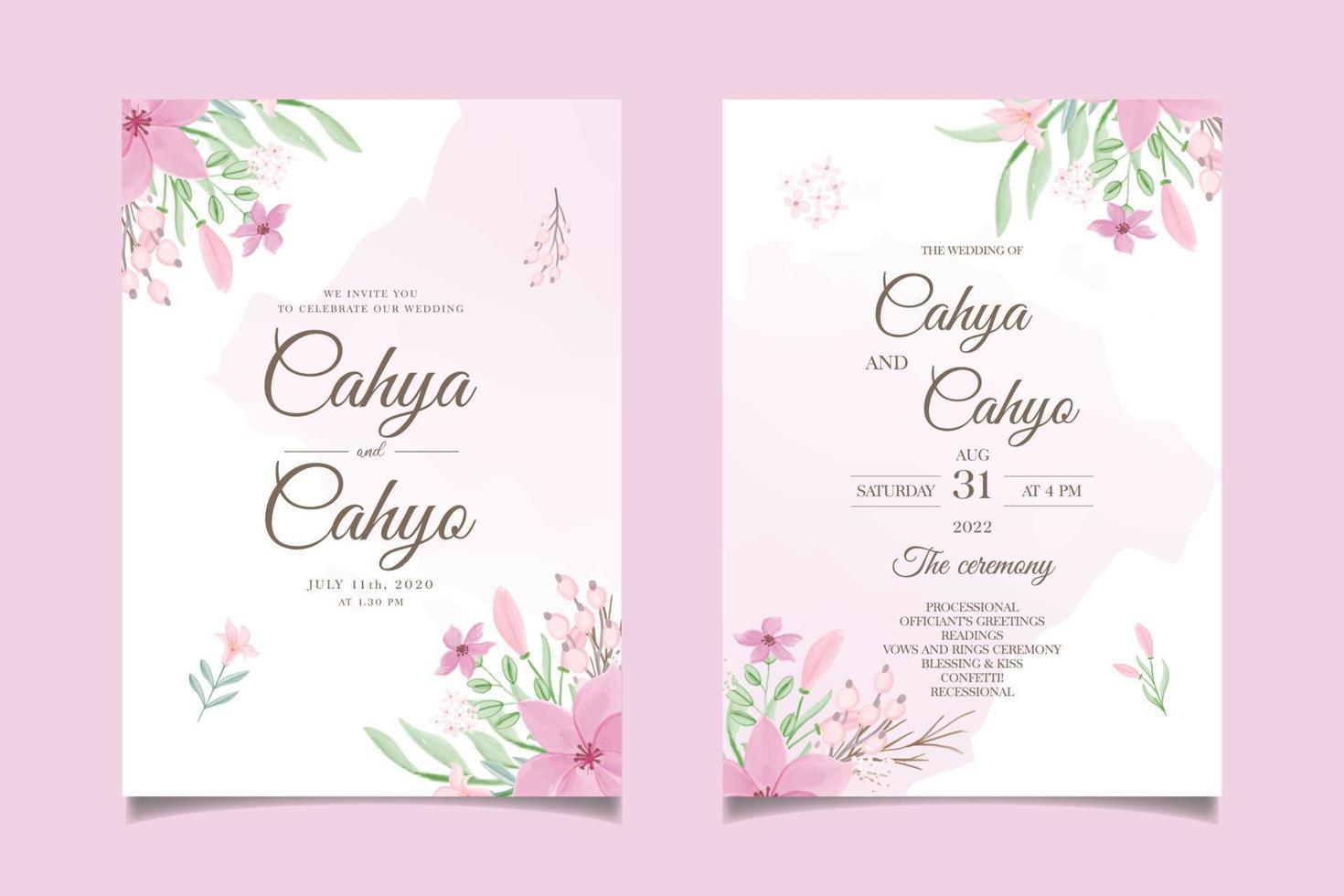 enregistrer la couronne de cadre floral aquarelle date avec résumé de fond de bouquet vecteur