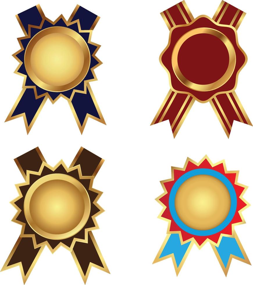 ensemble de différents badges de récompense avec des rubans vecteur