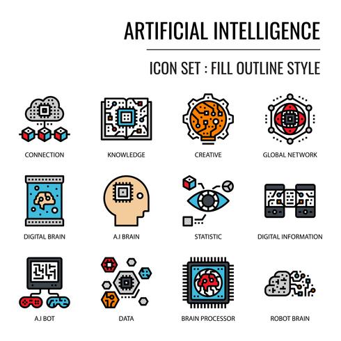 Intelligence artificielle icon vecteur