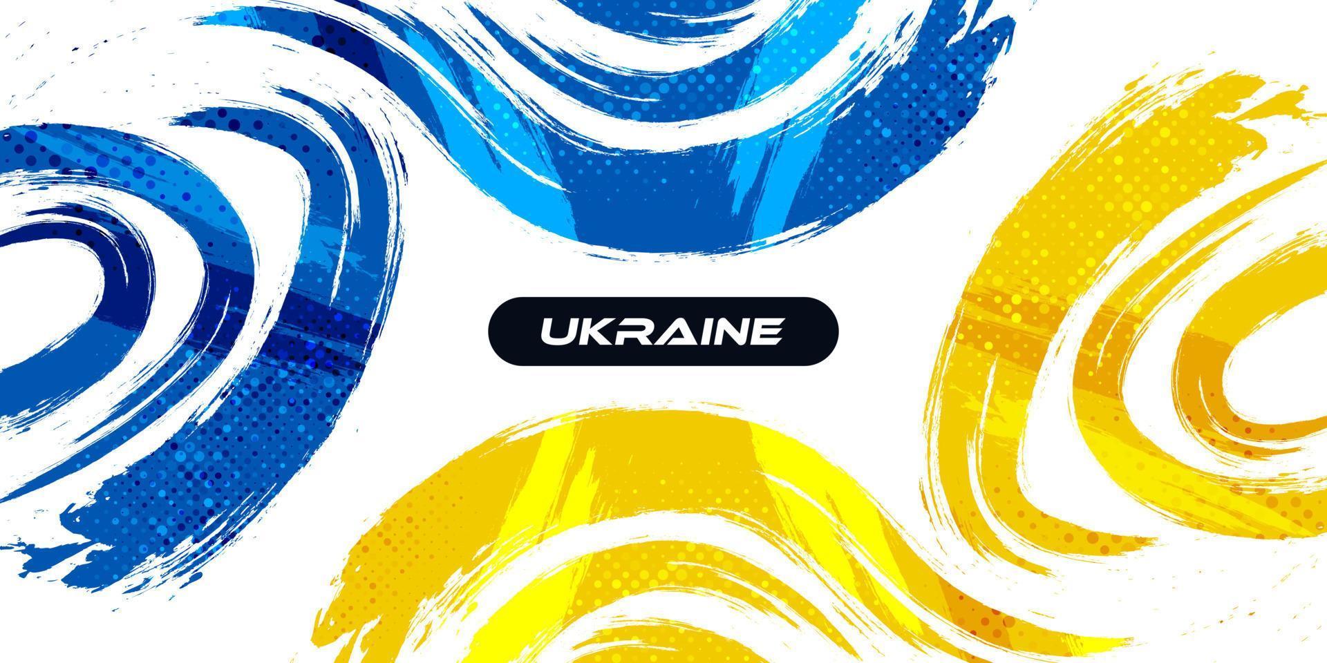 fond d'ukraine avec style de pinceau et effet de demi-teintes. drapeau ukrainien avec concept grunge et pinceau vecteur