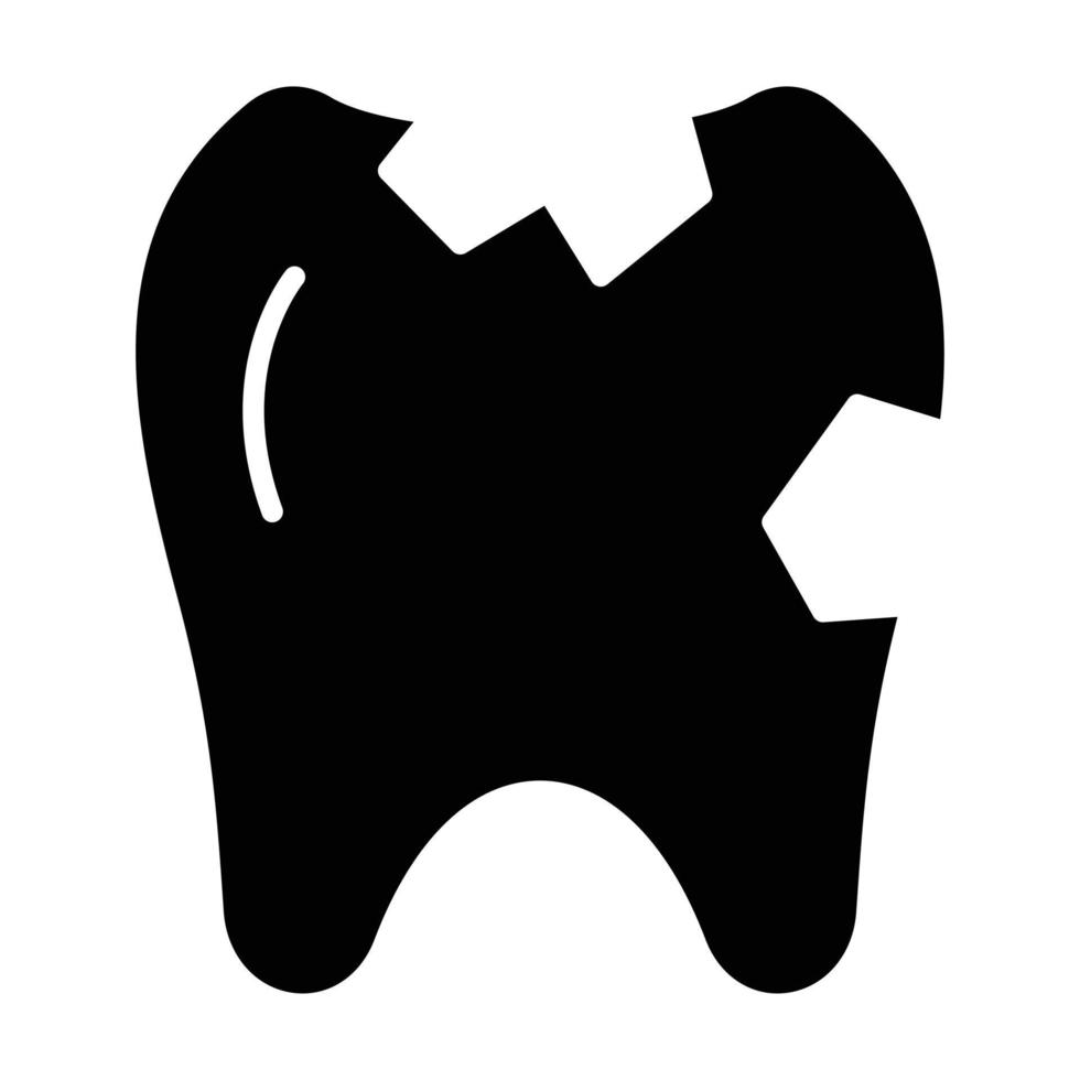 icône de glyphe de dent cassée vecteur