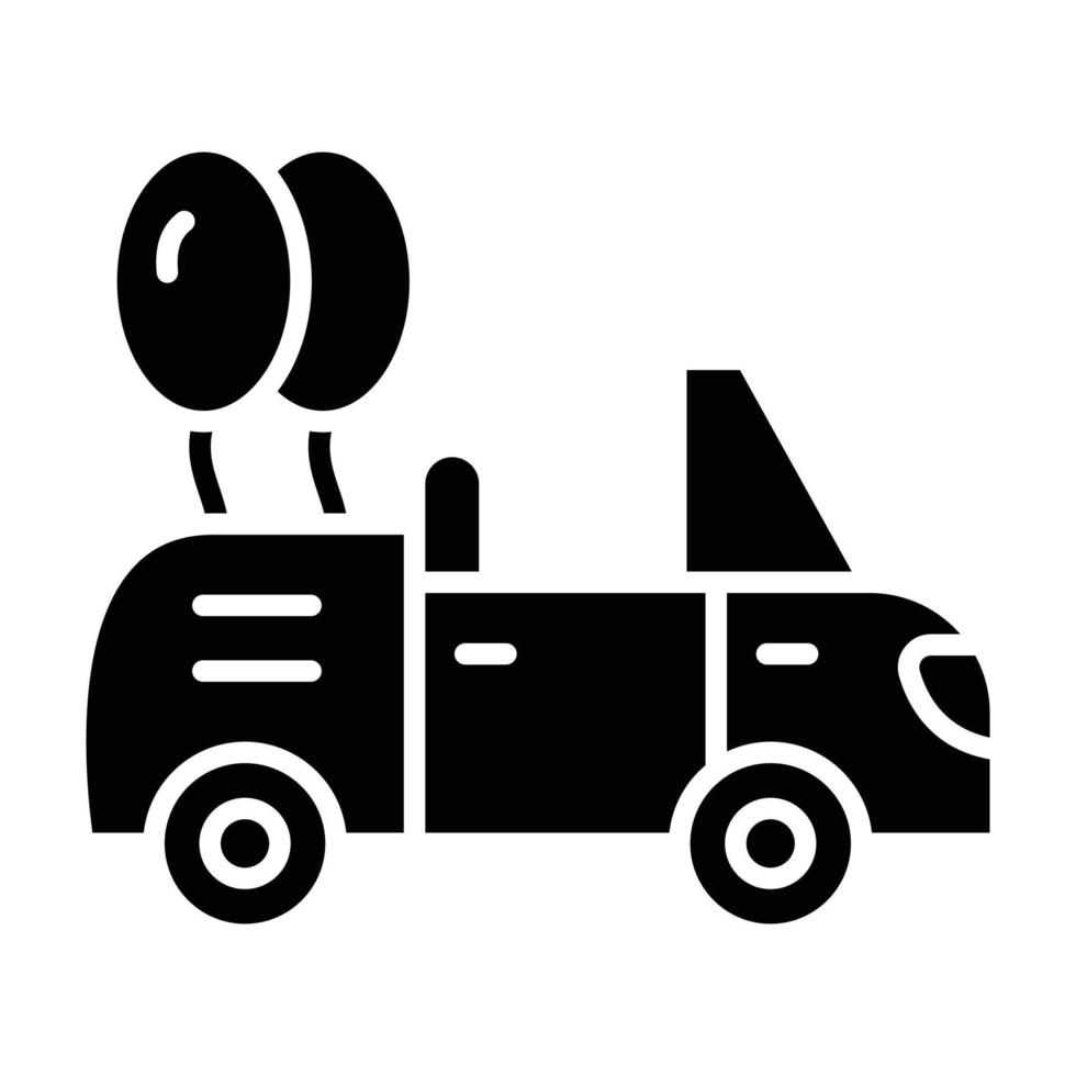 icône de glyphe de voiture de mariage vecteur