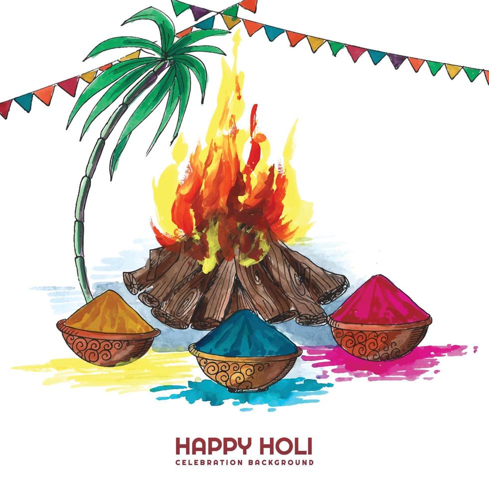 happy holi festival of india célébration fond de carte de voeux vecteur