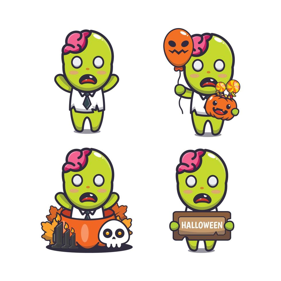 illustration de personnage de mascotte de dessin animé mignon zombie vecteur