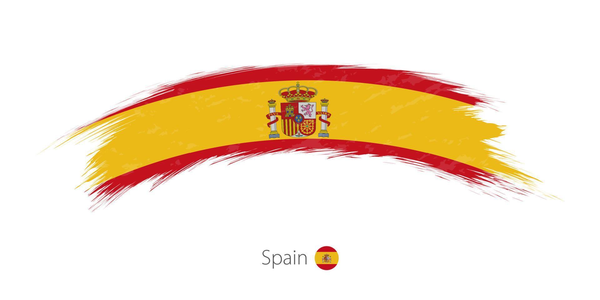 drapeau de l'espagne en coup de pinceau grunge arrondi. vecteur