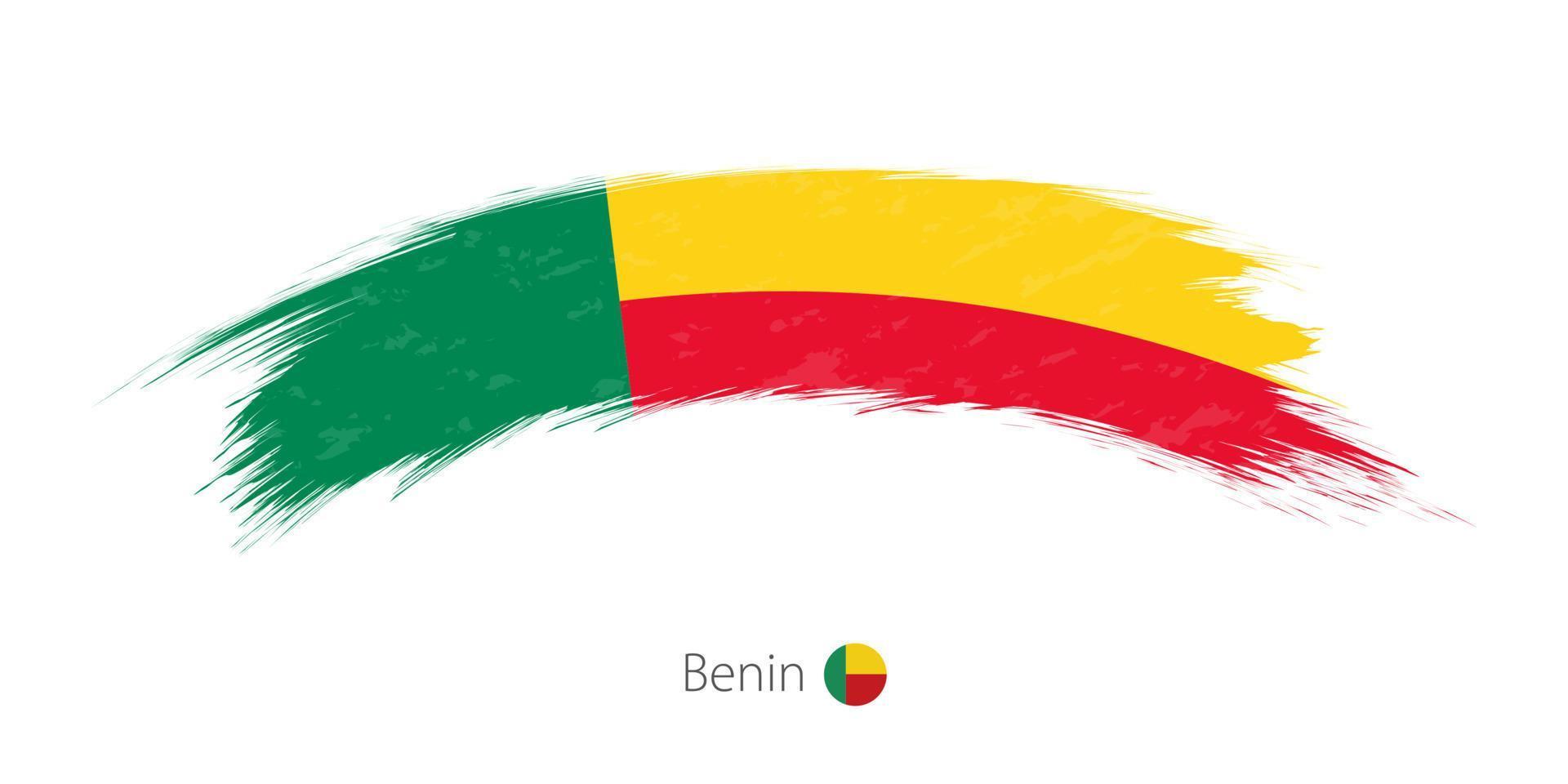 drapeau du bénin en coup de pinceau grunge arrondi. vecteur