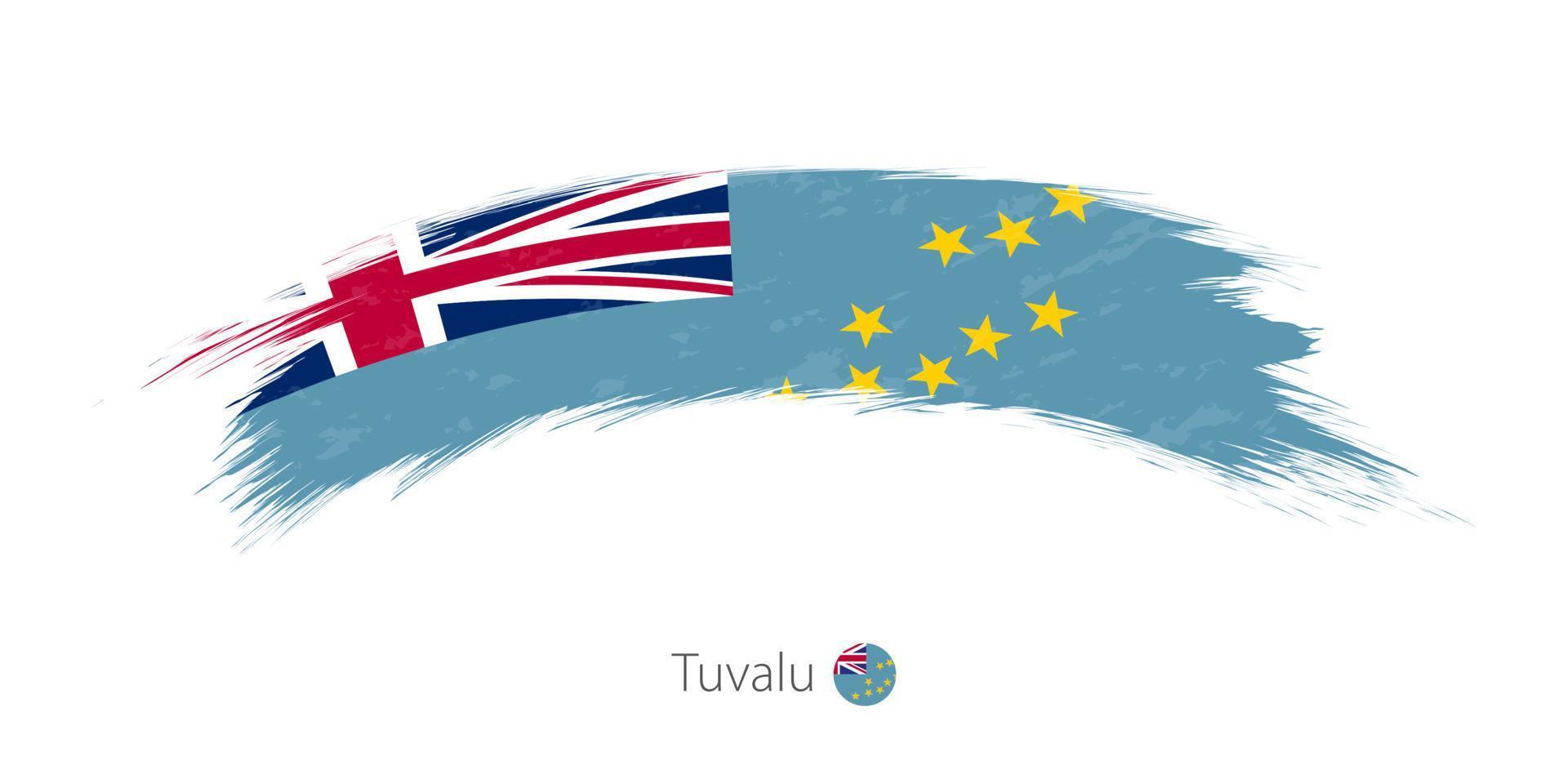 drapeau de tuvalu en coup de pinceau grunge arrondi. vecteur