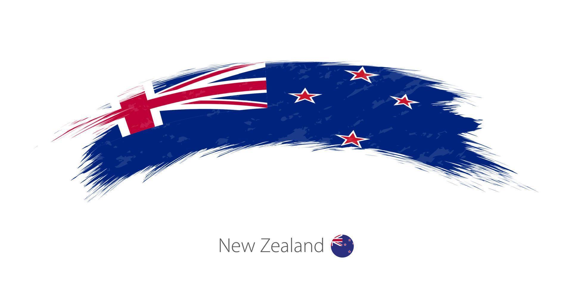 drapeau de la nouvelle-zélande en coup de pinceau grunge arrondi. vecteur