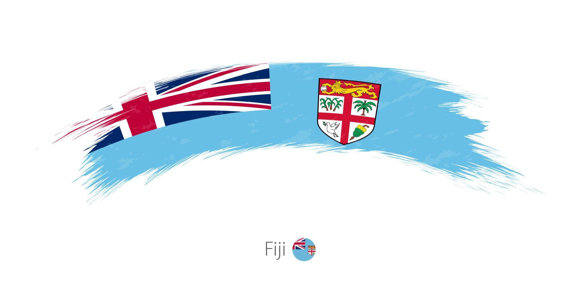 drapeau des fidji en coup de pinceau grunge arrondi. vecteur