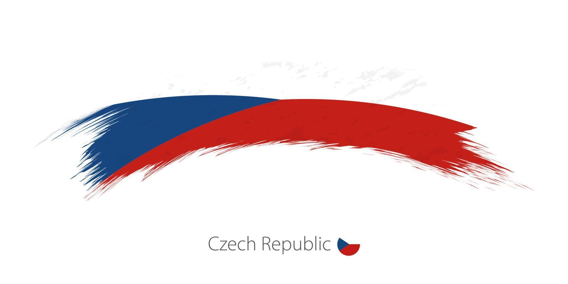 drapeau de la république tchèque en coup de pinceau grunge arrondi. vecteur