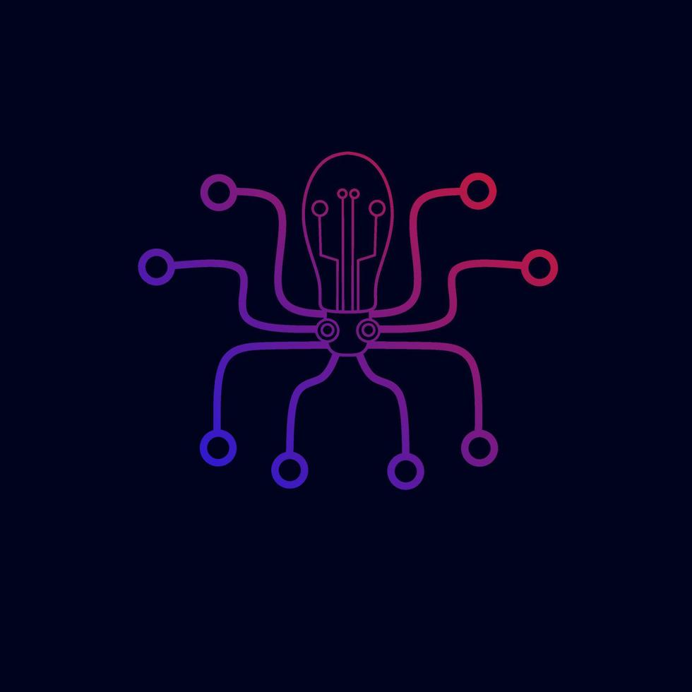 modèle logo octopus tech gradient couleur vecteur