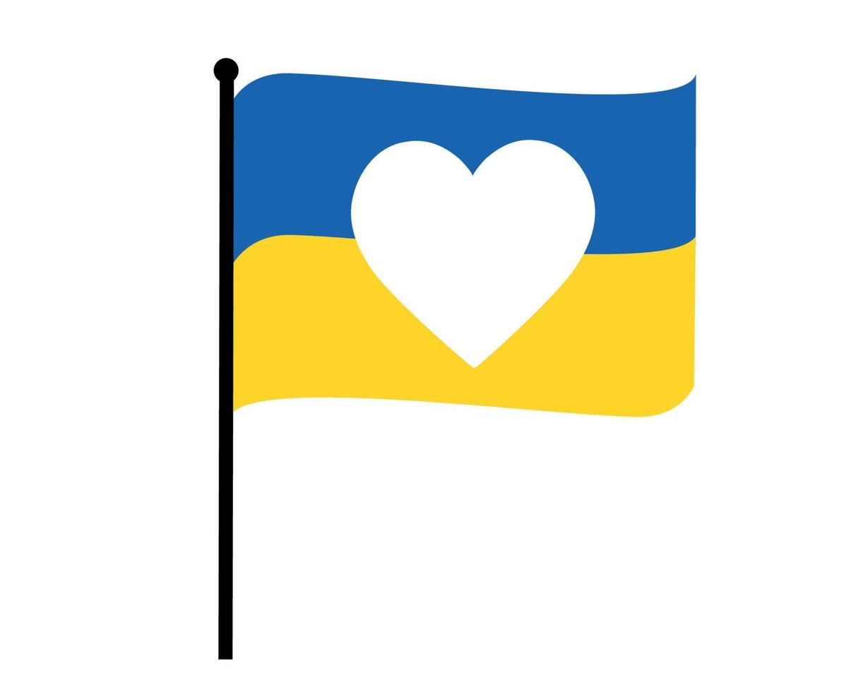 ukraine drapeau ruban emblème national de l'europe avec le symbole du coeur conception abstraite de vecteur