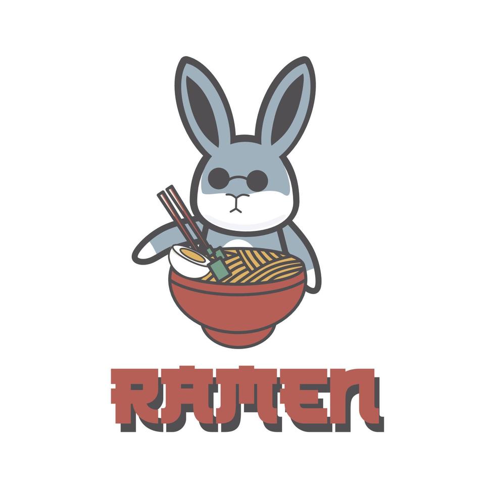 logo de ramen avec icône de lapin vecteur