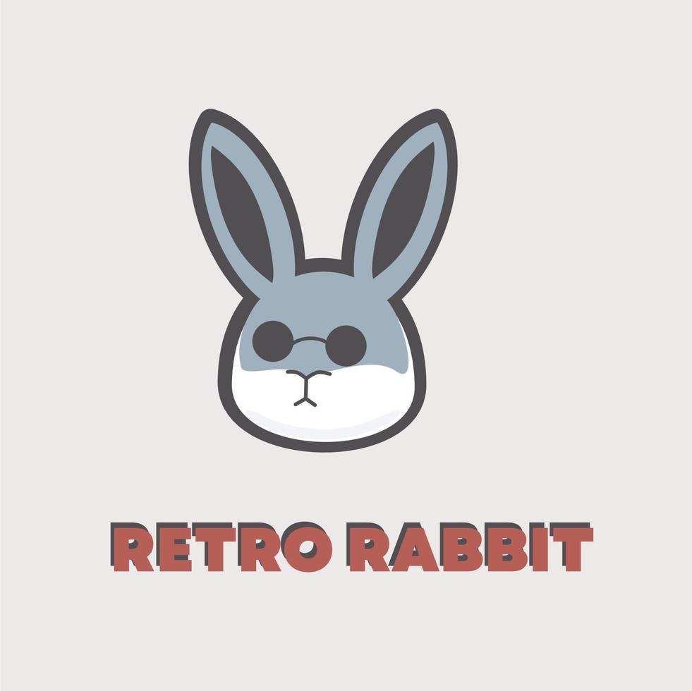 logo tête de lapin de couleur rétro distinctive vecteur