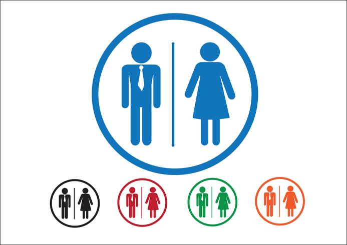 Pictogramme homme femme signe icône, signe de toilettes ou icône de toilettes vecteur