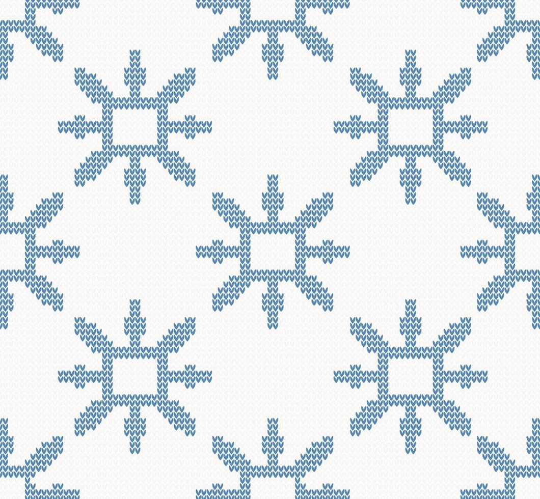 modèle sans couture tricoté de noël avec des flocons de neige bleus. vecteur