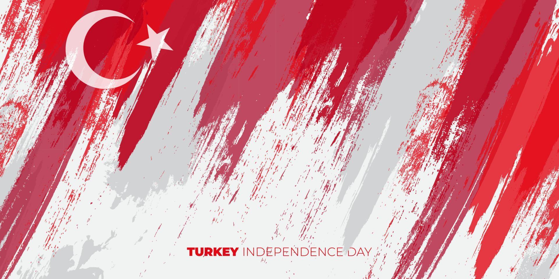 conception de fond grunge rouge et blanc. fête de l'indépendance de la turquie. vecteur