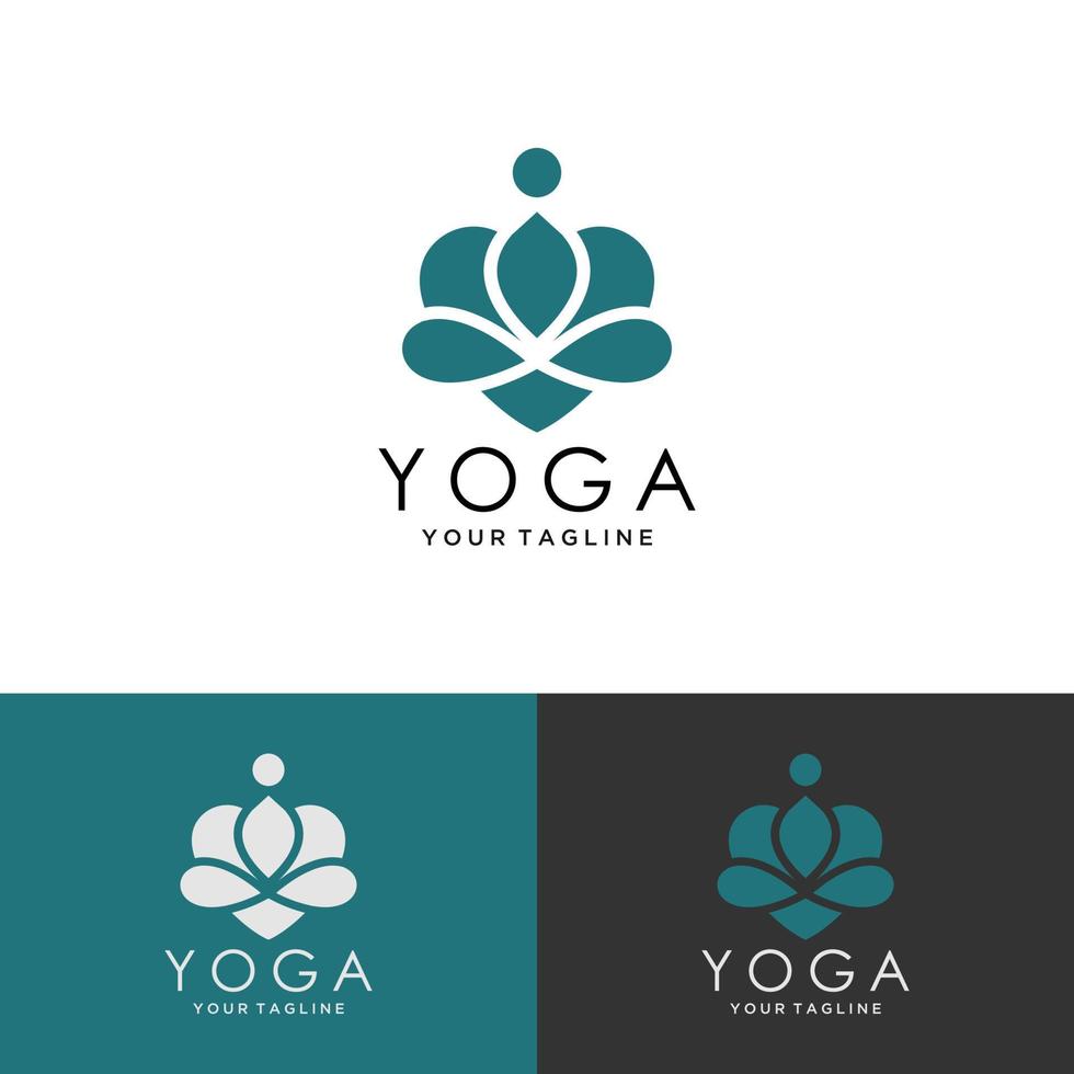 abstrait géométrique logotype linéaire icône yoga personne équilibre vecteur