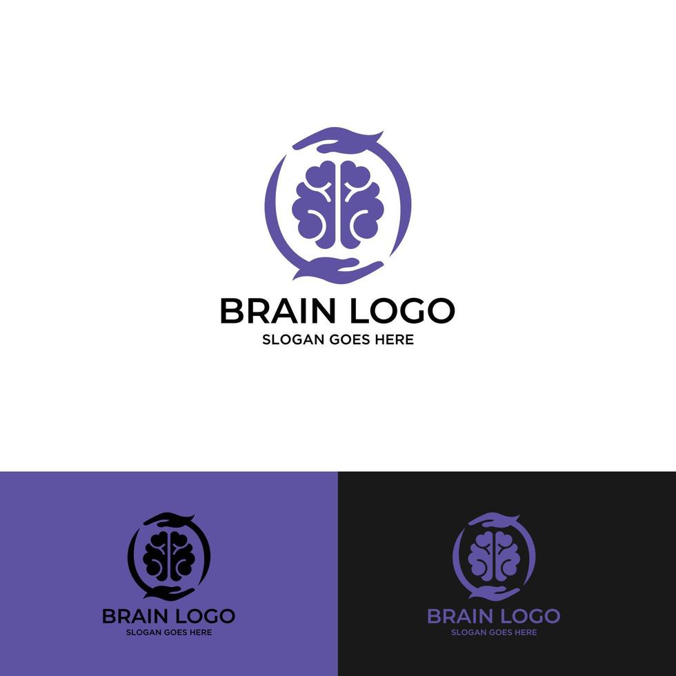 modèle de logo de cerveau de ligne de points vecteur