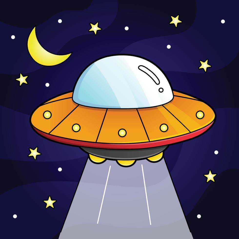illustration de véhicule coloré dessin animé ufo vecteur