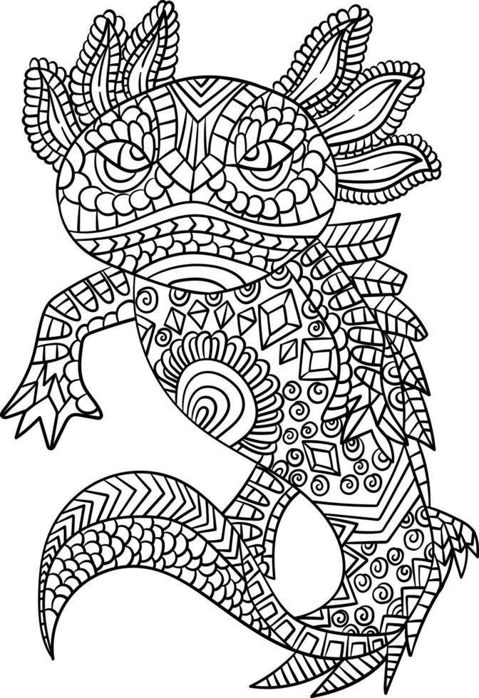 coloriages axolotl mandala pour adultes vecteur