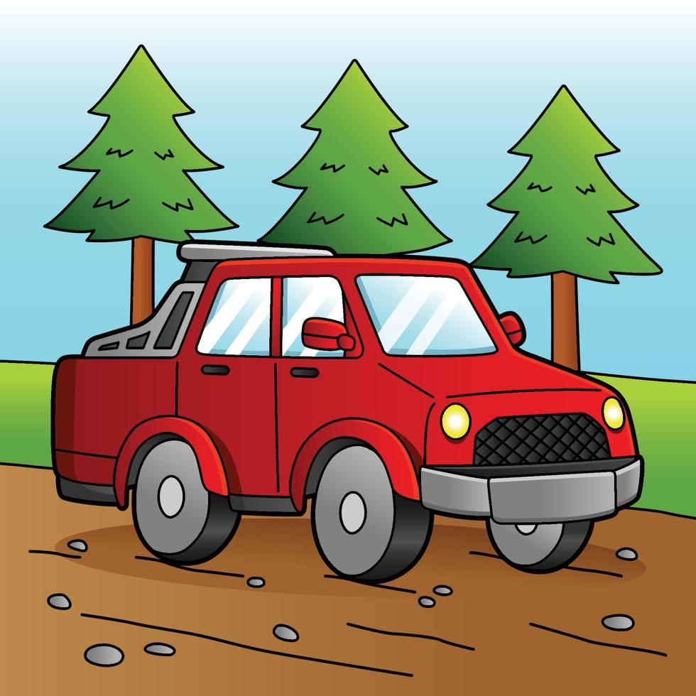 illustration colorée de dessin animé de camion hors route vecteur