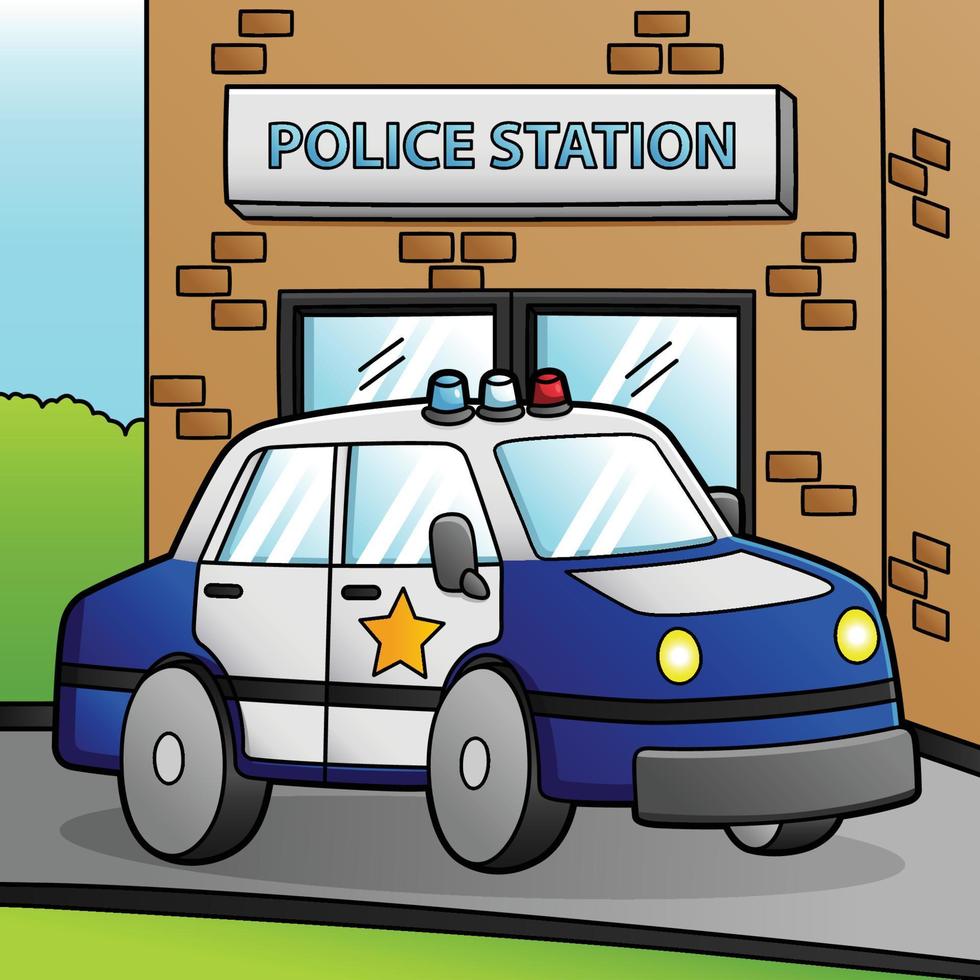 illustration de véhicule coloré de dessin animé de voiture de police vecteur