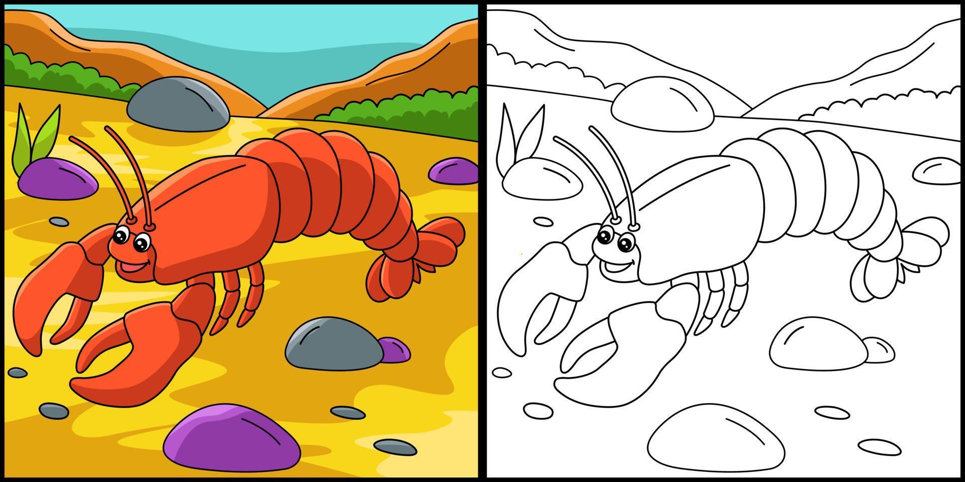 coloriage de homard illustration colorée vecteur