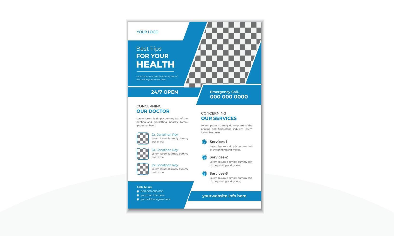 modèle de conception de flyer d'entreprise médicale de soins de santé vecteur