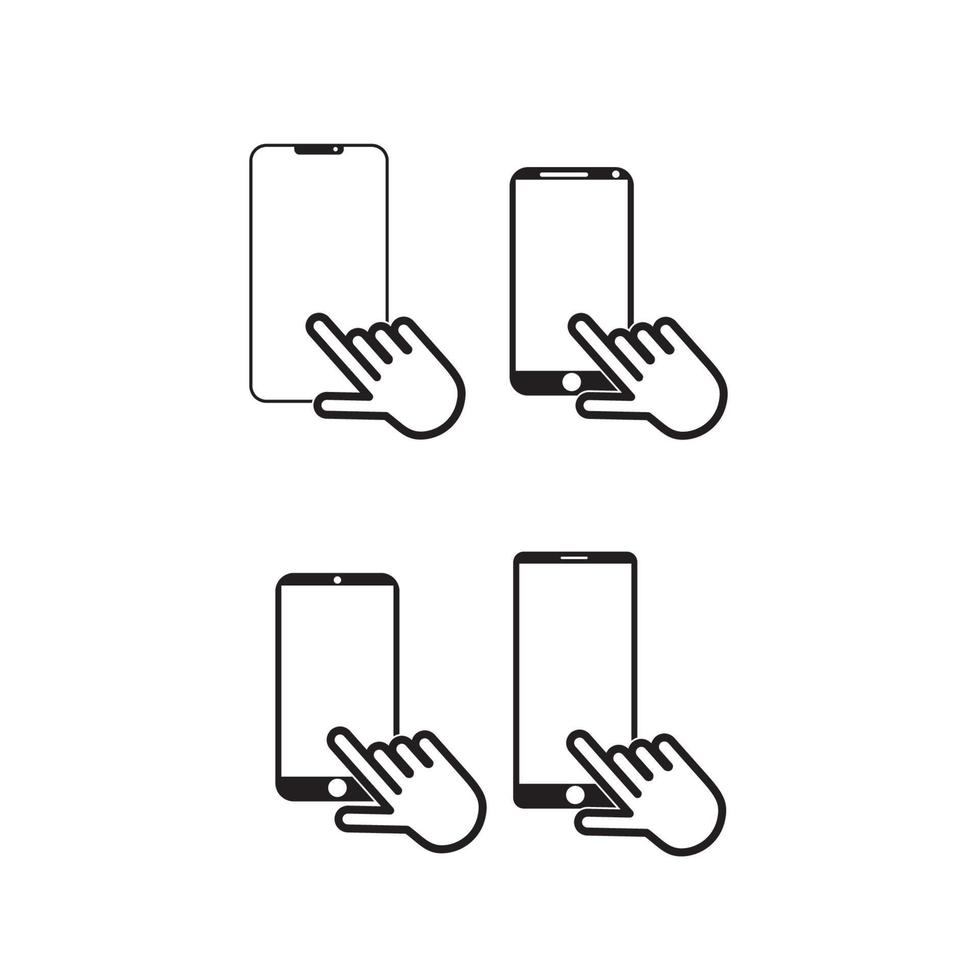 icône de smartphone à écran tactile à la main. cliquez sur le smartphone. icône de vecteur