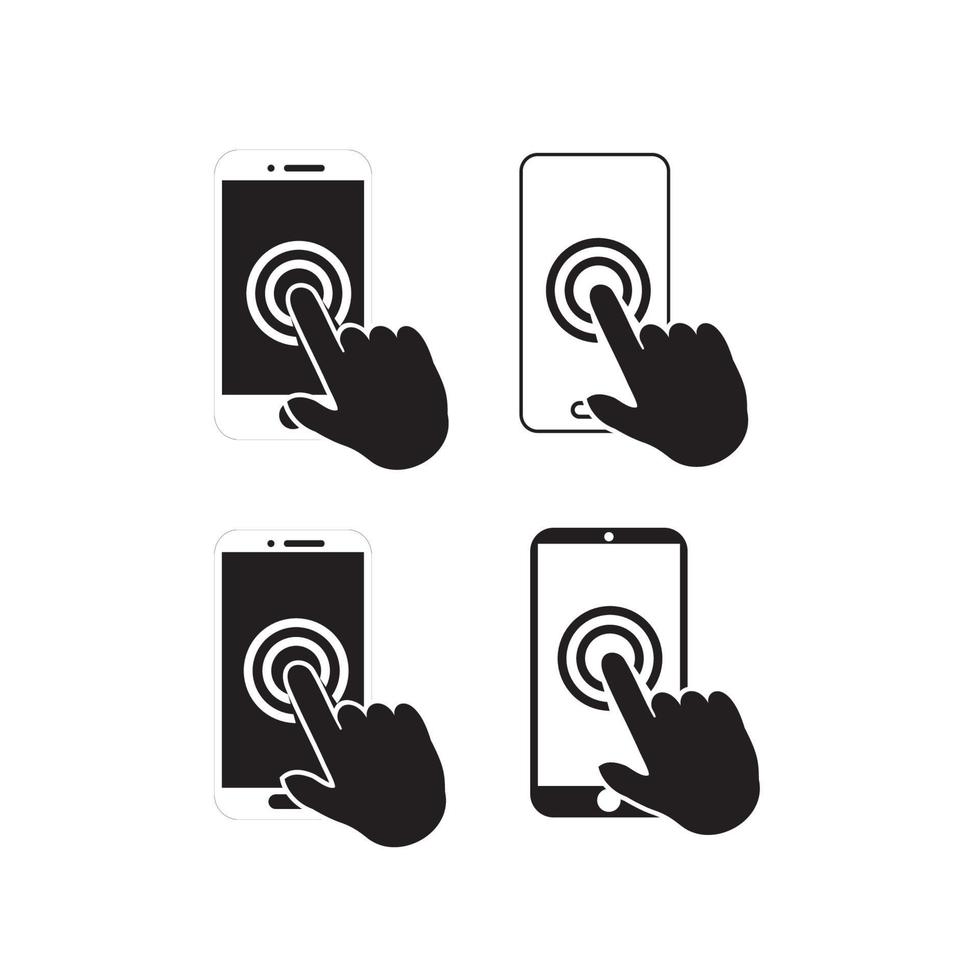 icône de smartphone à écran tactile à la main. cliquez sur le smartphone. icône de vecteur