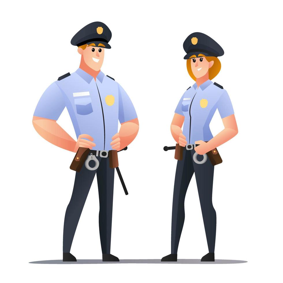 dessin animé de personnages policier et policière vecteur