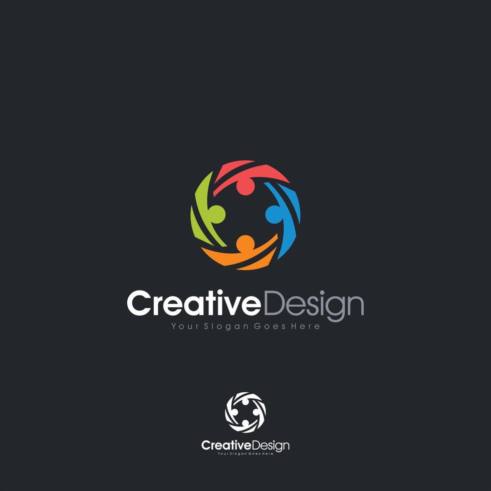 personnes logo cercle lettre o concept logo design créatif vecteur