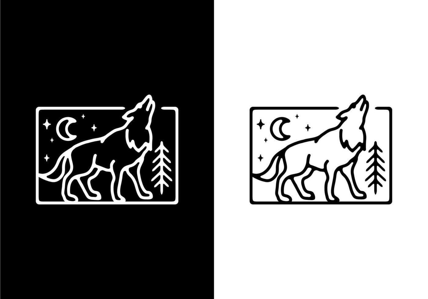 couleur noir et blanc du dessin au trait loup vecteur