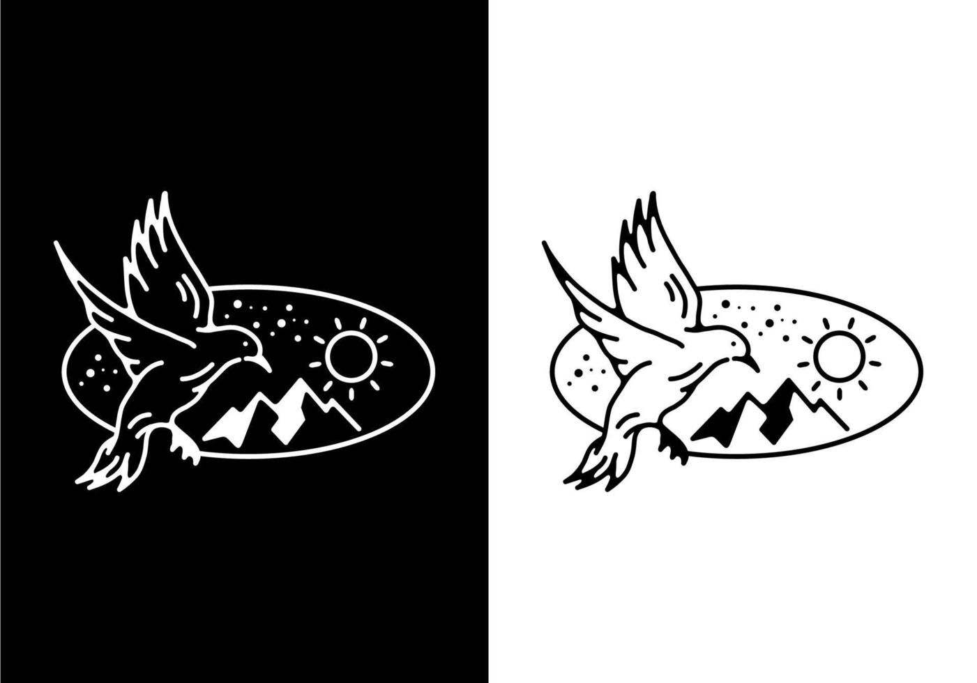 couleur noir et blanc du dessin au trait oiseau volant vecteur