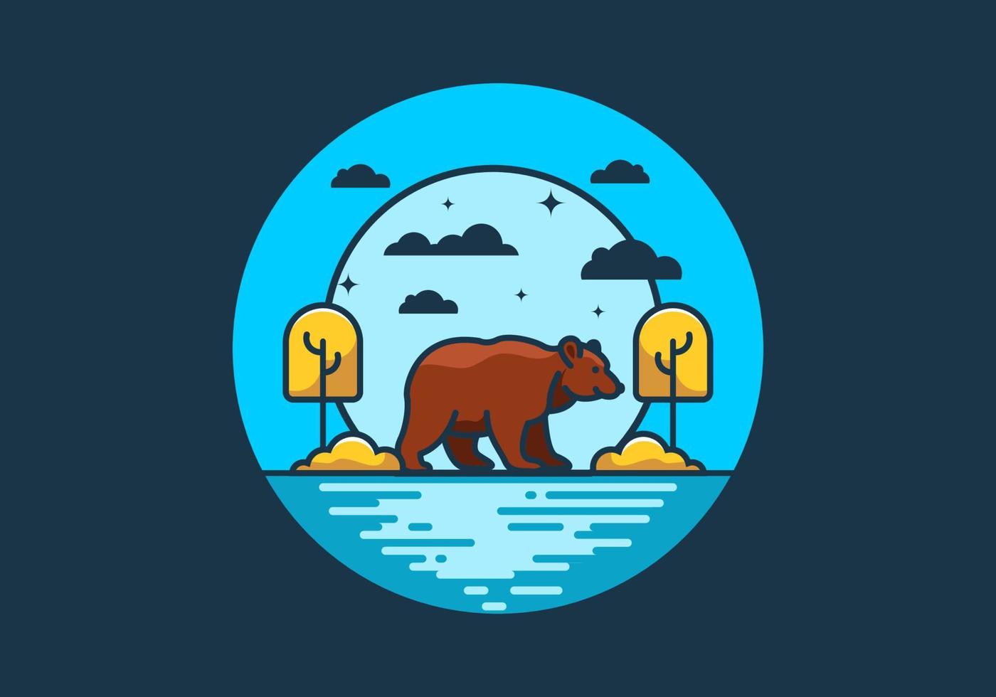 ours sauvage coloré dans la nature illustration plate vecteur