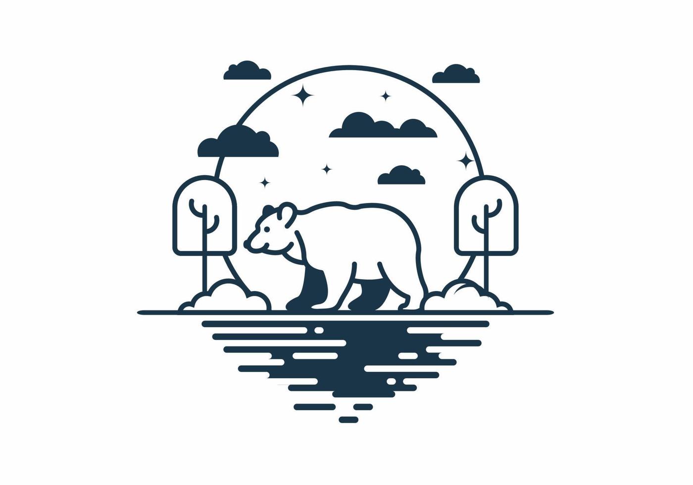 illustration d'art en ligne d'ours sauvage vecteur