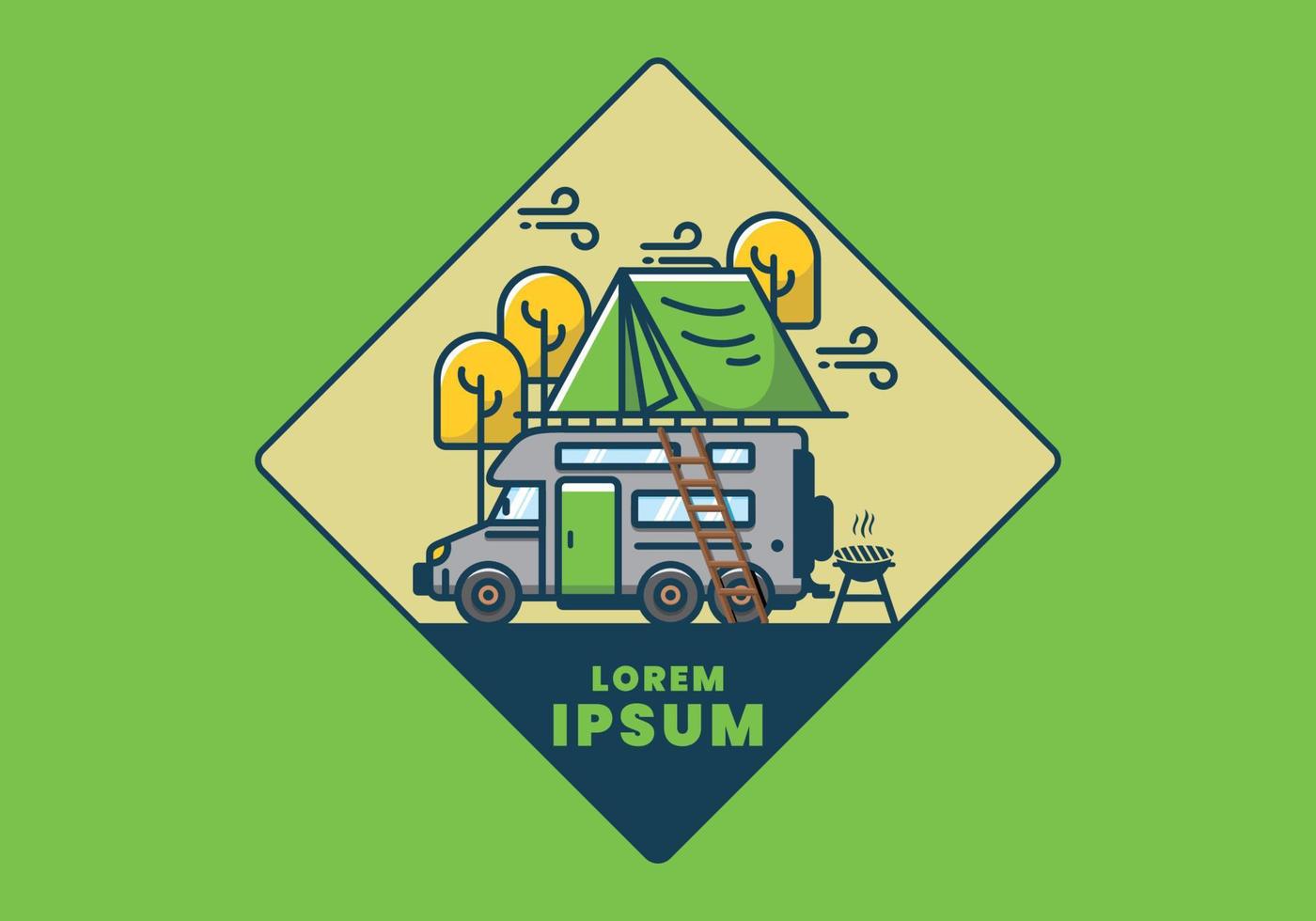 illustration plate de camping de voiture sur le toit vecteur