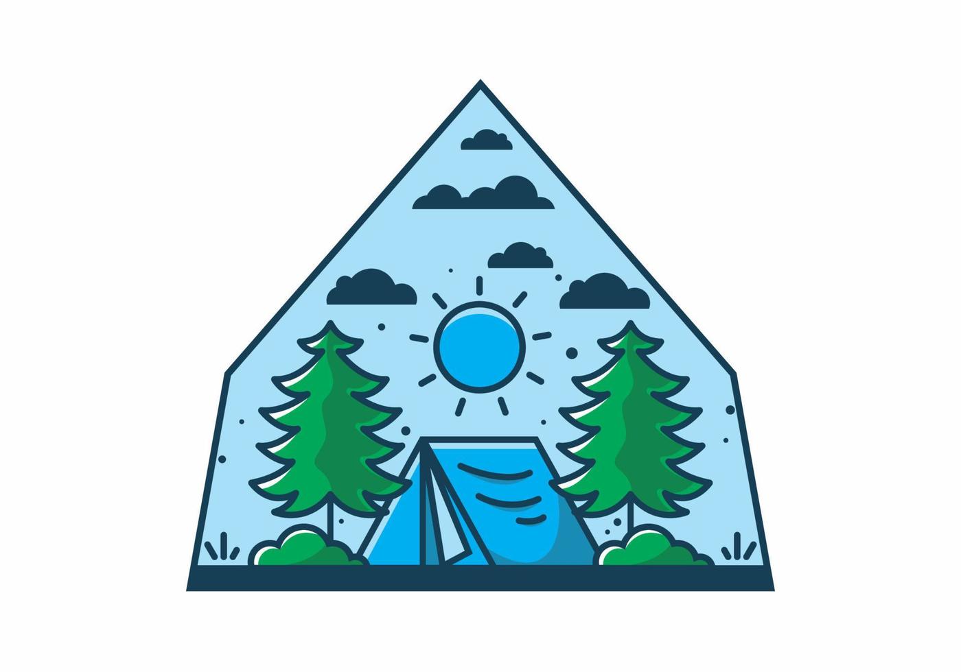 camping amusant avec illustration de tente vecteur