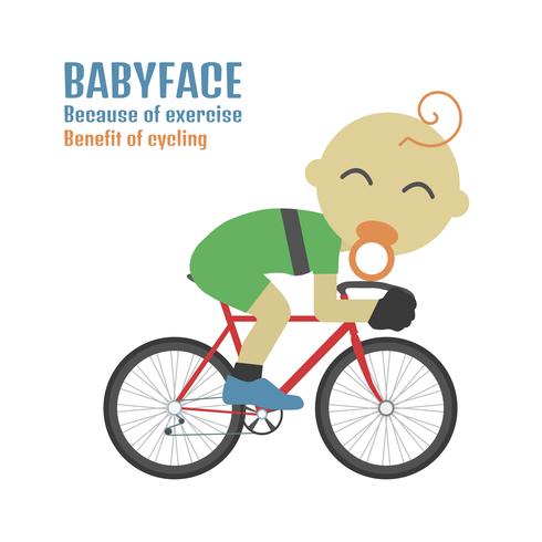 babyface cycliste sur blanc vecteur