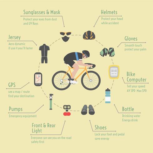 accessoires de vélo infographie vecteur