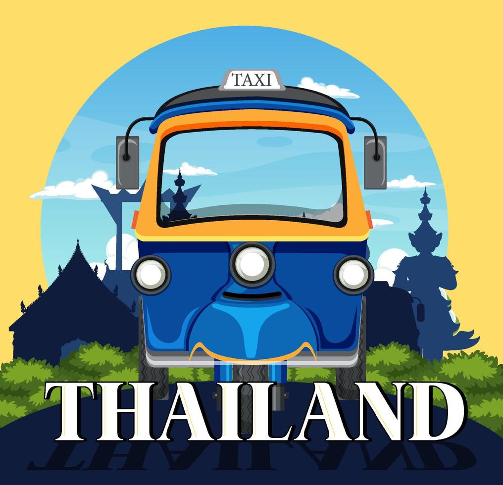 bangkok, thaïlande, tuk tuk, voyage, et, touriste, icône vecteur