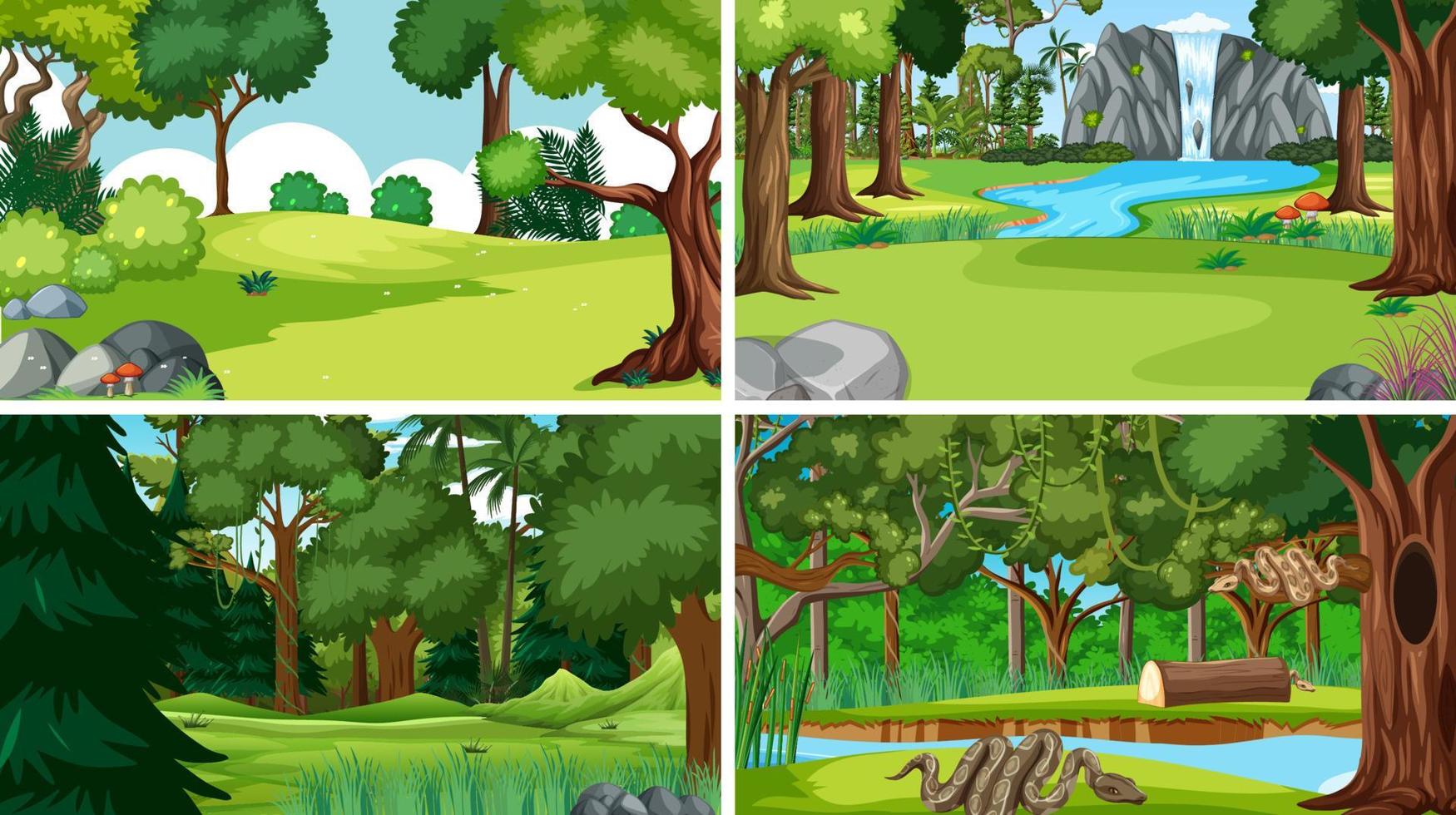 scènes de nature avec des arbres en forêt vecteur