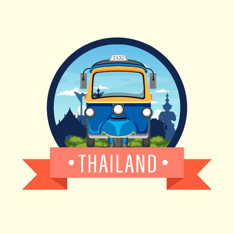 bangkok, thaïlande, tuk tuk, voyage, et, touriste, icône vecteur