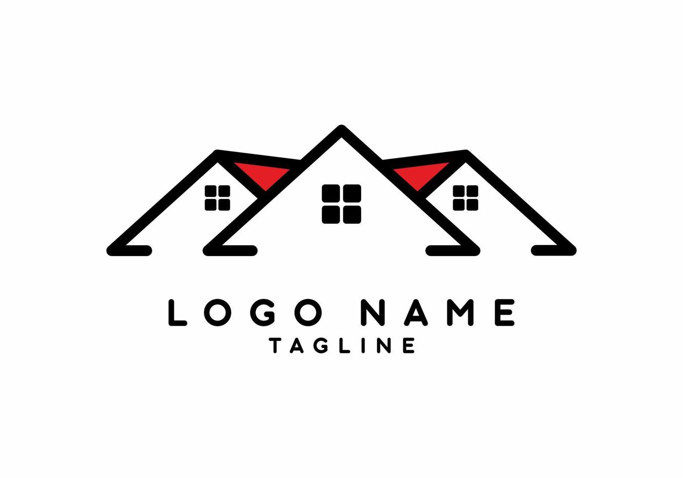 maison rouge noire pour logo immobilier vecteur