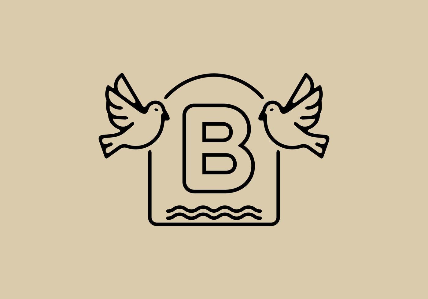 dessin au trait noir d'oiseaux avec lettre initiale b vecteur